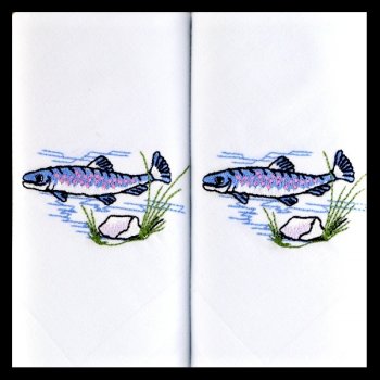 Kapesník pánský 2ks, ryba - Tématicky vyšívané pánské kapesníky z 100% mercerované bavlny.