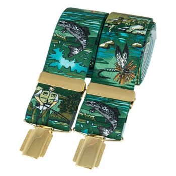 Traky David Aster 35mm RYBÁR zelené (Z) - Aby gatě nepadaly! Kšandy David Aster s možnosťou gravírovania.