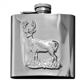 Ploskačka David Aster JELEŇ - Vrecková fľaša 80 ml s 3D reliéfom. Gravírujeme rýchlo a presne, expedícia do 24h.