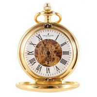 Vreckové otváracie hodinky Mechanic, David Aster, zlátené - Vreckové hodinky z čias, kedy sa ešte neponáhľalo. Skladom, expedícia do 24h.