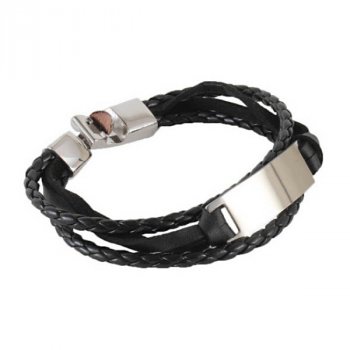 Náramok ALATA, čierny - Náramok ALATA, pôsobivá kombinácia kože a ocele s možnosťou personifikácie. Skladom, expedícia do 24h.