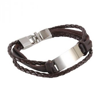 Náramok ALATA, hnedý - Náramok ALATA, pôsobivá kombinácia kože a ocele s možnosťou personifikácie. Skladom, expedícia do 24h.