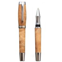 Kuličkové pero Wood Factory Camphor Silver - Luxusní ručně vyráběné dřevěné pero s gravírovanými iniciálami majitele. Skladem, expedice 1-2 dny.