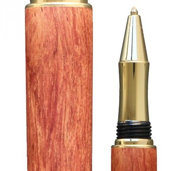 Kuličkové pero Wood Factory Bubinga Gold - Luxusní ručně vyráběné dřevěné pero s gravírovanými iniciálami majitele. Skladem, expedice 1-2 dny.
