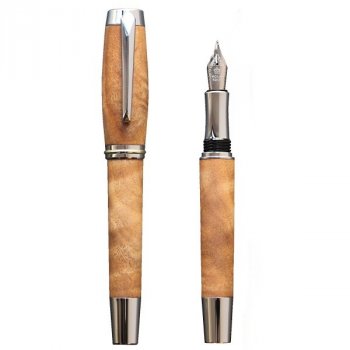 Plniace pero Wood Factory Camphor Silver - Luxusné ručne vyrábané drevené pero s gravírovanými iniciálami majiteľa. Skladom, expedícia 1-2 dni.