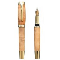 Plniace pero Wood Factory Camphor Gold - Luxusné ručne vyrábané drevené pero s gravírovanými iniciálami majiteľa. Skladom, expedícia 1-2 dni.