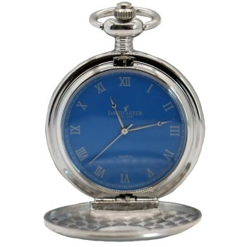 Vreckové otváracie hodinky David Aster, Silver/Blue - Vreckové hodinky z čias, kedy sa ešte neponáhľalo. Gravírujeme podľa vášho zadania! Presne, rýchlo, kvalitne. Tovar skladom, expedícia do 24h.