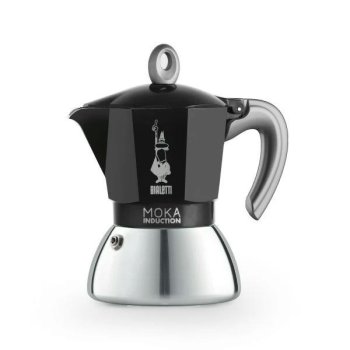 Moka kanvica 150ml/4 šálky BIALETTI Induction čierna - Skvelá moka káva z originálnej kanvičky Bialetti. Možnosť individuálneho popisu. Skladom, expedícia do 24h (s rytinou 48h).