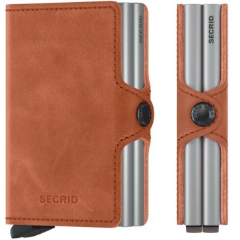 Peňaženka SECRID Twinwallet Vintage Cognac-Silver - Inovatívna peňaženka najmodernejšieho strihu s možnosťou personifikácie laserovým gravírovaním. Tovar na sklade, vrátane rytia expedujeme do 48h.