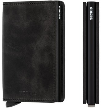 Peňaženka SECRID Slimwallet Vintage Black - Inovatívna peňaženka najmodernejšieho strihu s možnosťou personifikácie laserovým gravírovaním. Tovar na sklade, vrátane rytia expedujeme do 48h.