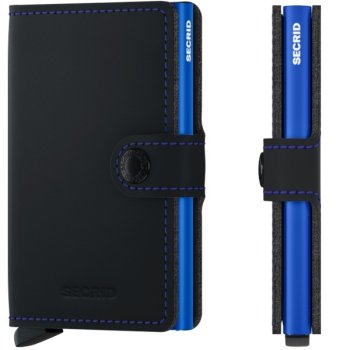 Peňaženka SECRID Miniwallet Matte Black & Blue - Inovatívna peňaženka najmodernejšieho strihu s možnosťou personifikácie laserovým gravírovaním. Tovar na sklade, vrátane rytia expedujeme do 48h.
