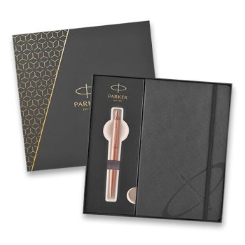 Sada guľôčkové pero PARKER Jotter XL Monochrome Pink Gold PGT + zápisník A5 - Jotter XL - ikonická modelová rada pre vyznávačov silnejších pier. S možnosťou osobného venovanie! Skladom, expedícia do 24 hodín!