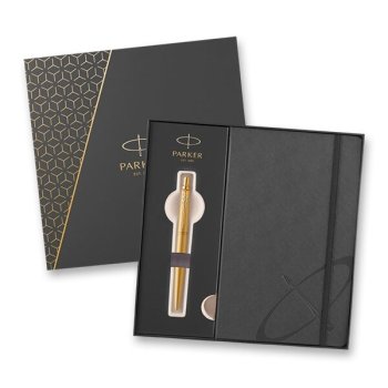 Sada kuličková tužka PARKER Jotter XL Monochrome Gold GT + zápisník A5 - Jotter XL - ikonická modelová řada pro vyznavače silnějších per. S možností osobního věnování! Skladem, expedice do 24 hodin!