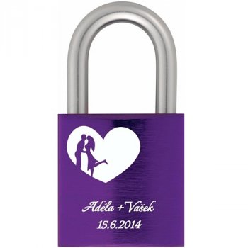 Zámek z lásky 40 Al fialový - s gravírováním