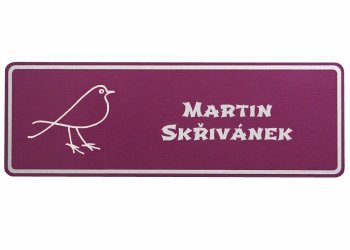 štítek na dveře Al obdélník fialový - s laserovým gravírováním