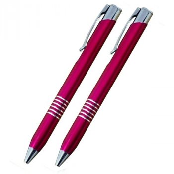 Kuličkové pero 6 pruhů + mikrotužka, růžové - S gravírováním