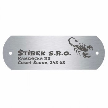 Štítek na dveře BAKU 95x32, NR lesk, k přišroubování - s gravírováním