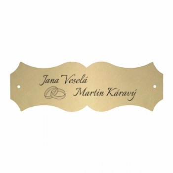 Štítek na dveře CORTE 120x40 k přišroubování, mosaz - s gravírováním