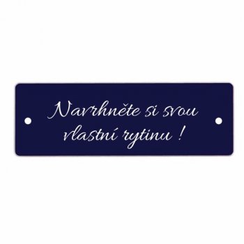 Štítek na dveře PRAHA modrý 95x32, k přišroubování - s gravírováním