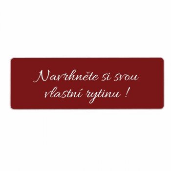 Štítek na dveře PRAHA červený 95x32, k nalepení - s gravírováním