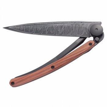 Nůž deejo 1GB102 Black tatto, Feather, rosewood, 37g - s gravírováním