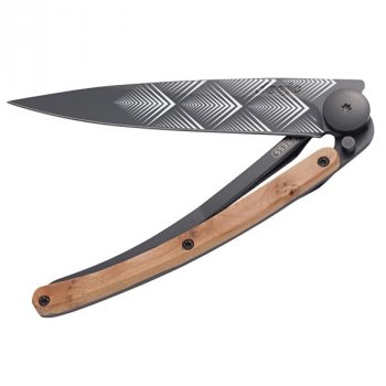 Nůž deejo 1GB105 Black tatto, Art Deco, juniper wood - s gravírováním